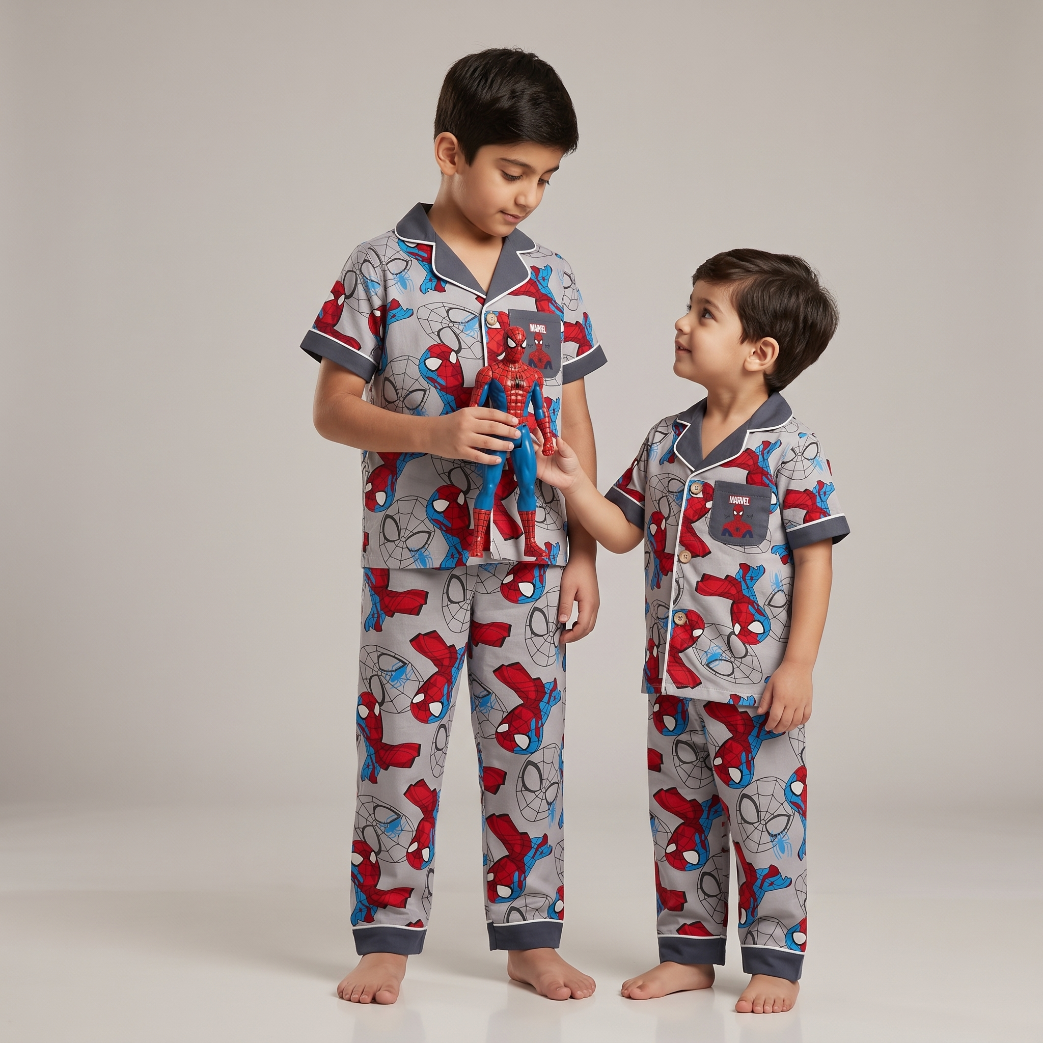 Spiderman Light Grey Kids H/S Pajamas
