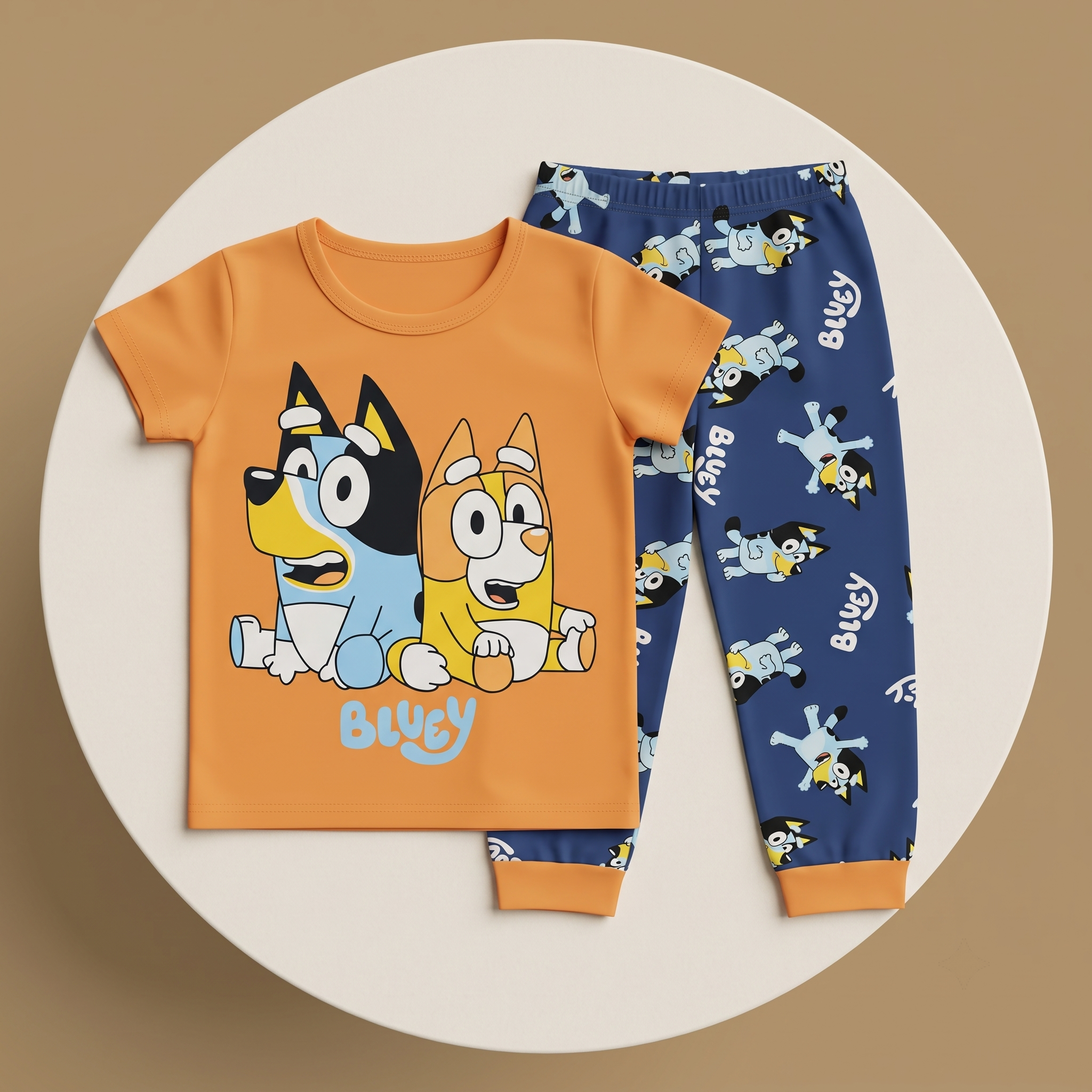 Bluey Orange Kids H\S Pajamas