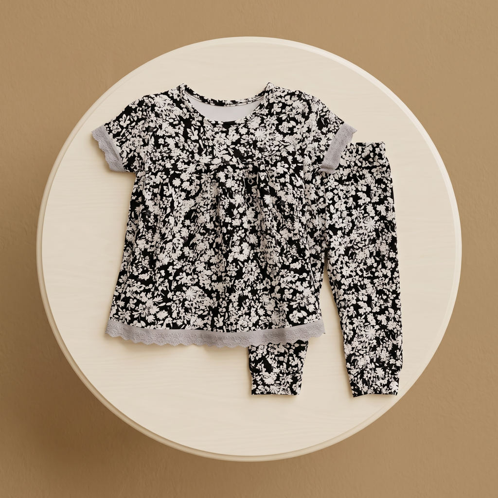 White Flowers Black Girls H/S Pajamas
