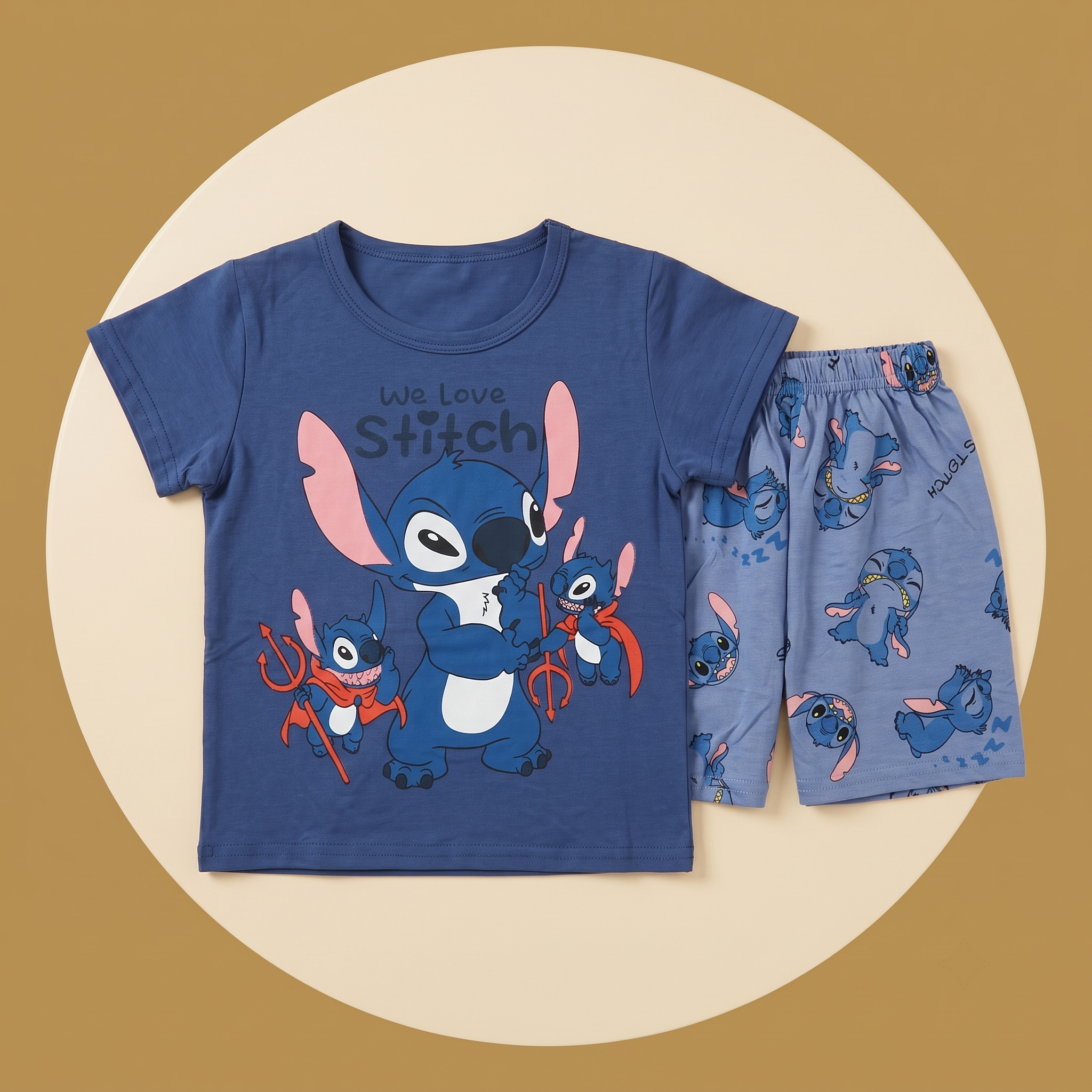 Stitch Demon Blue H/S Short Set