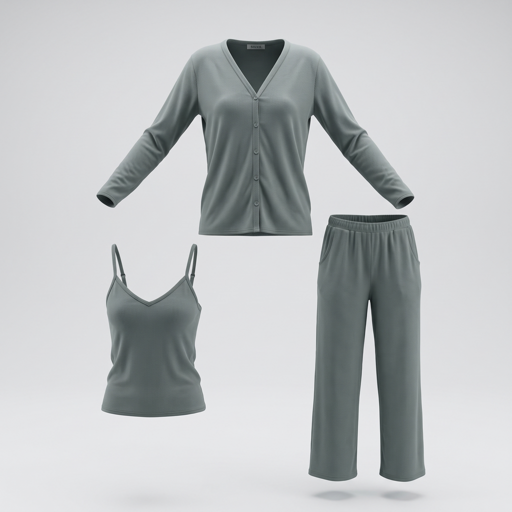 Womens Pyjama 3 Pcs 9169