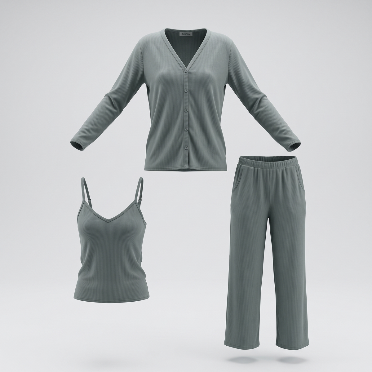 Womens Pyjama 3 Pcs 9169