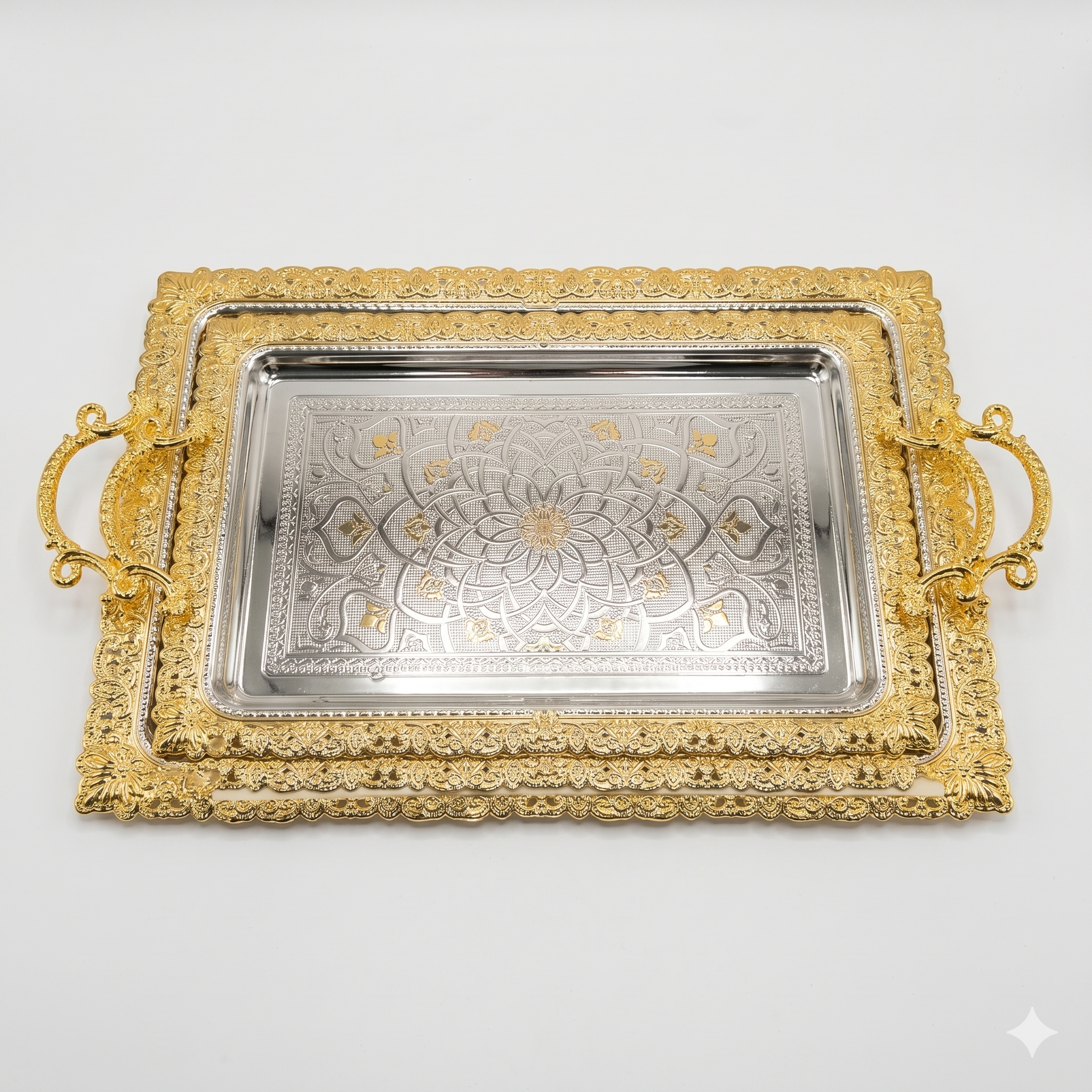 طقم صينية استيل 2 ق1544/2