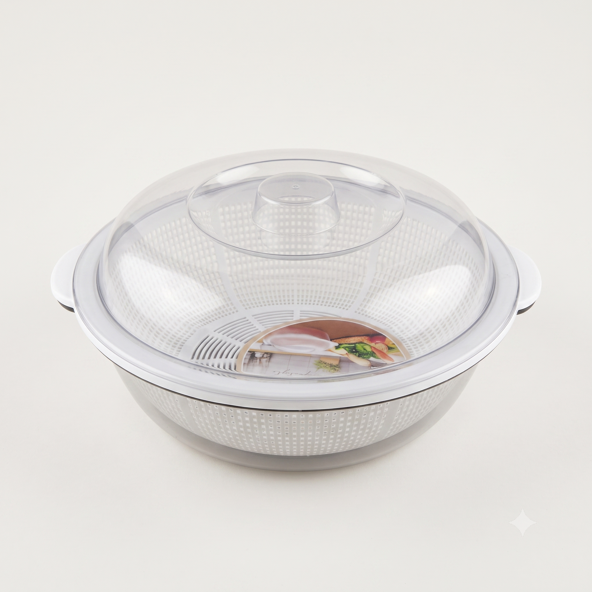 Plastic round basket with lid 1779-9