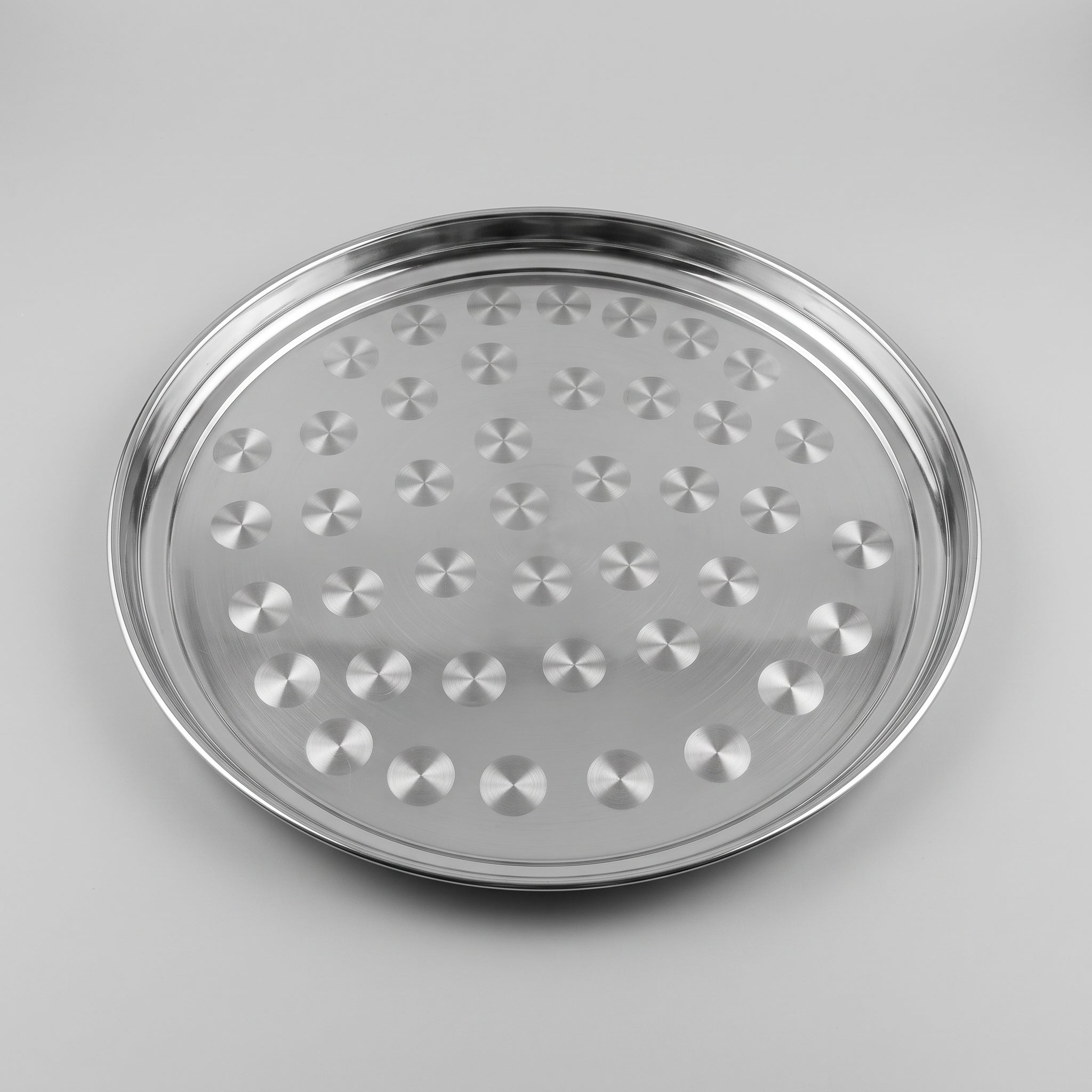 Round stainless steel tray, 55 cm