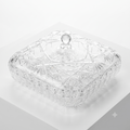 Transparent square divider with 4 compartments and a lid