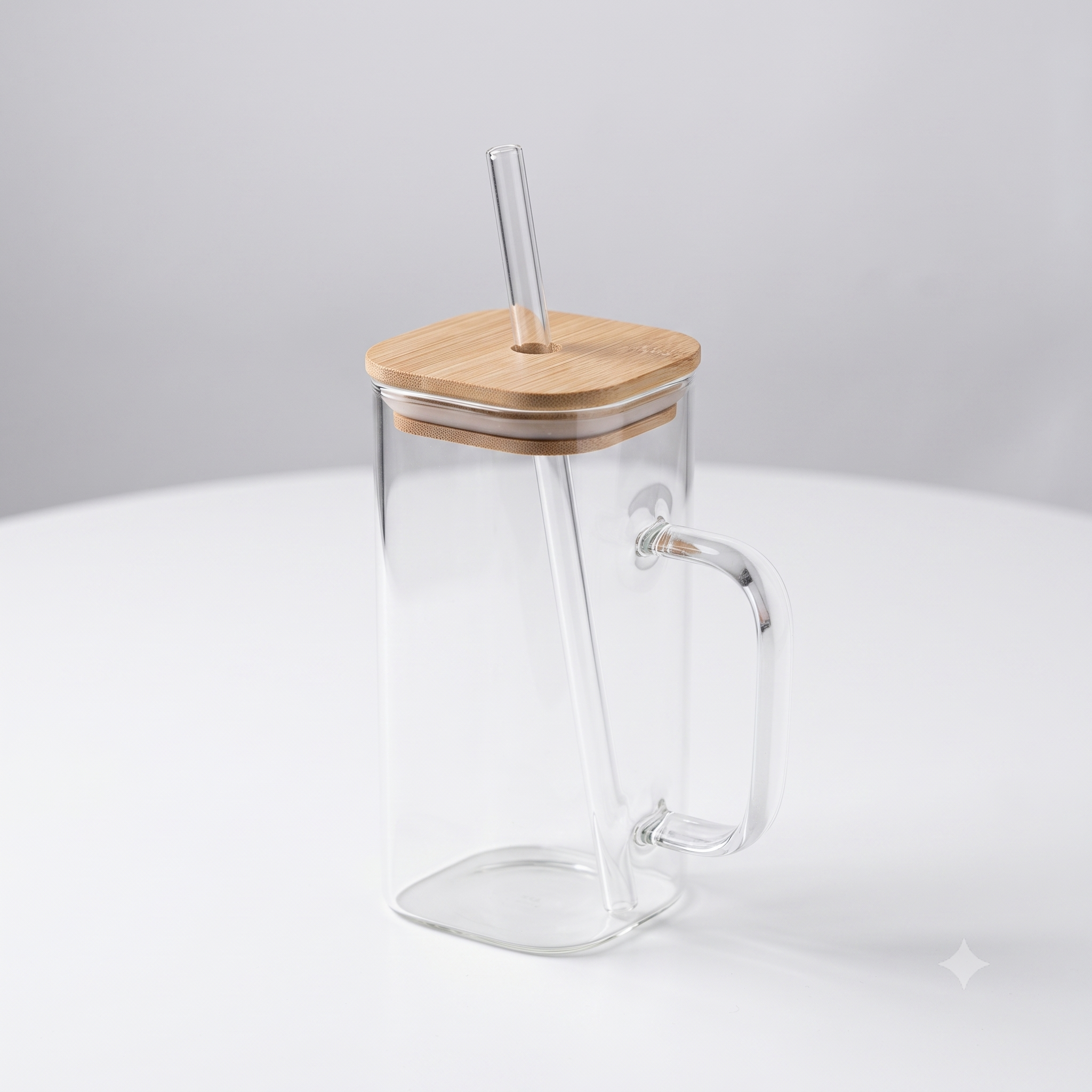 Wooden lid glass cup