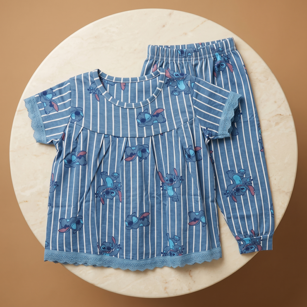 Stitch Lines Girls H/S Pajamas