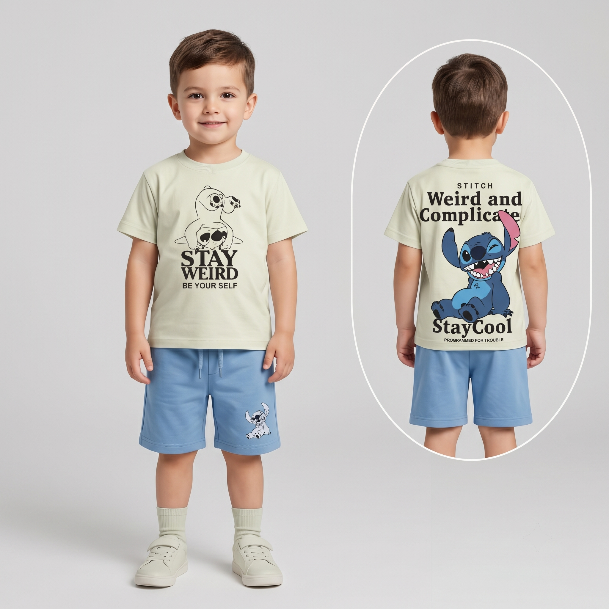 Stitch Stay Weird Boys H/S shorts
