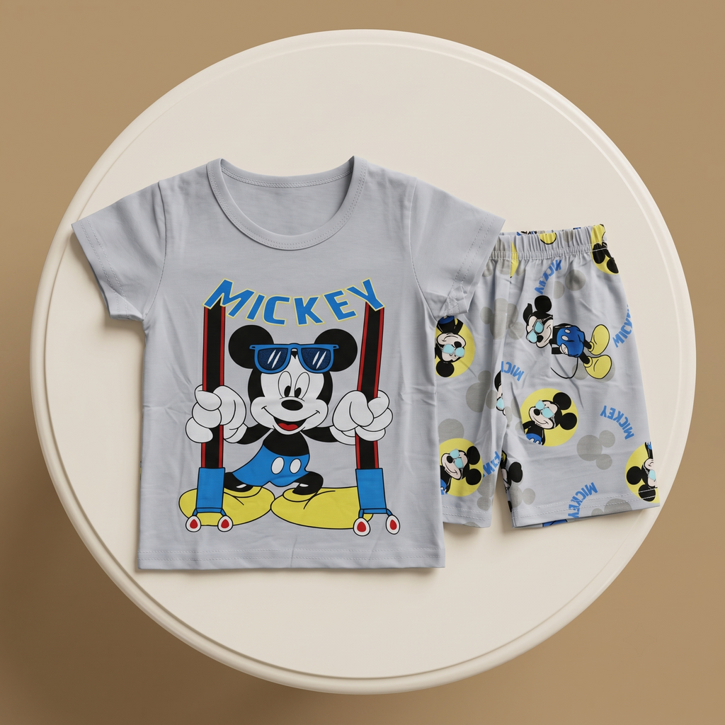 Mickey Glasses Grey H/S Short Set