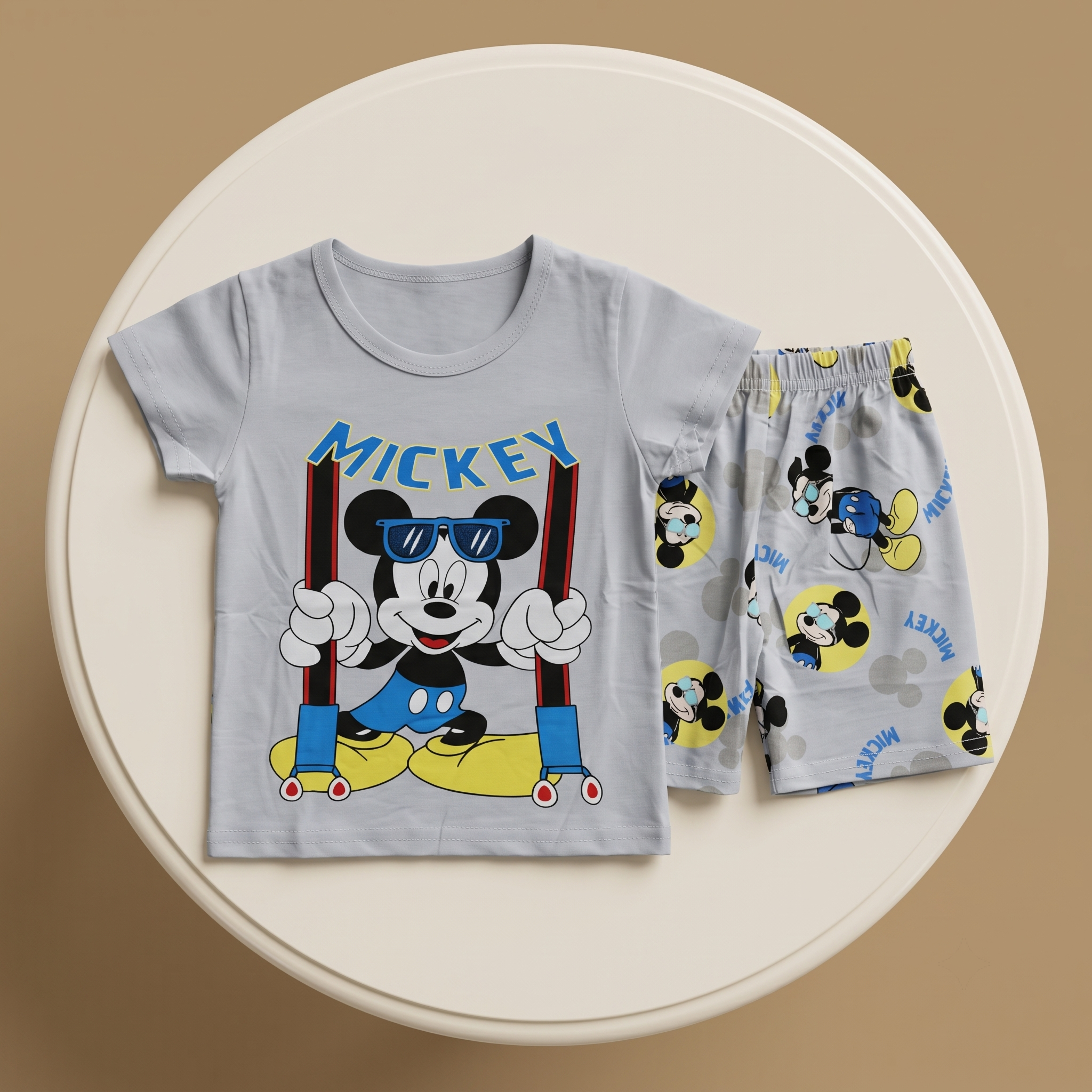 Mickey Glasses Grey H/S Short Set