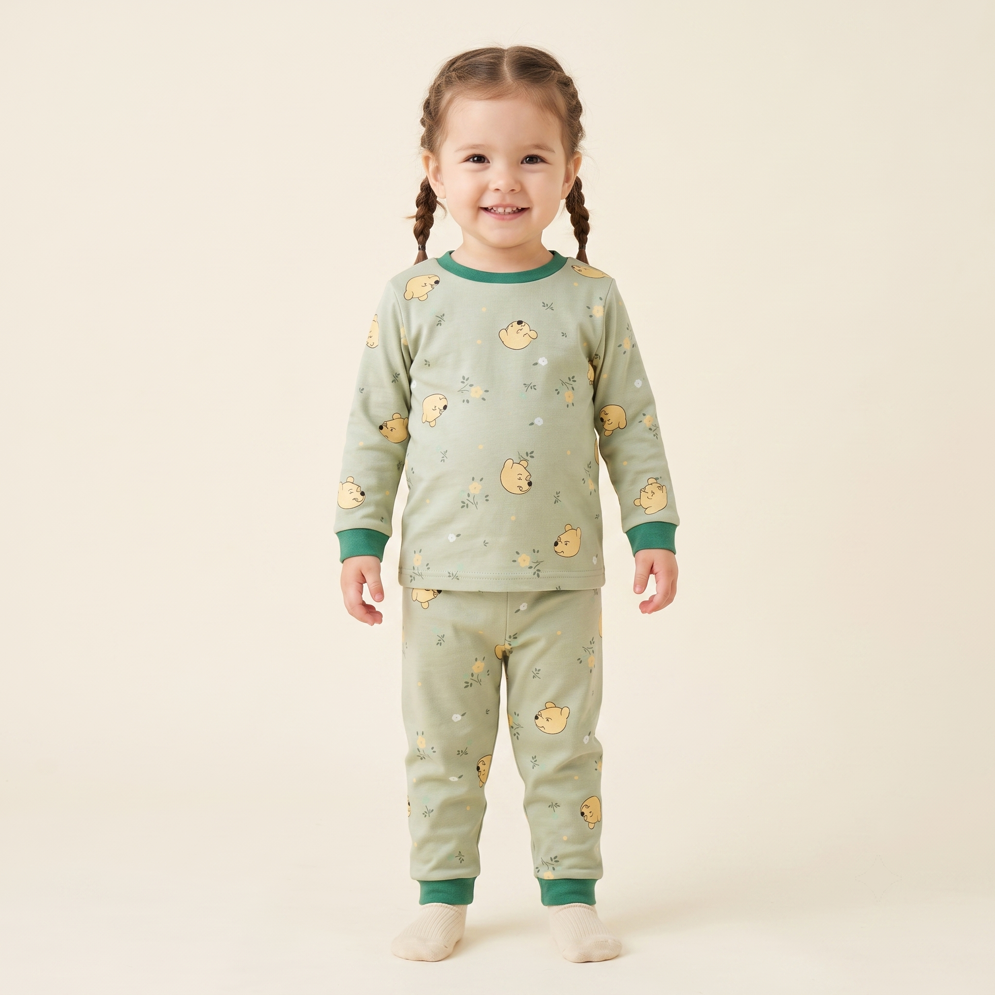 Bear Flowers Kids L\S Pajamas