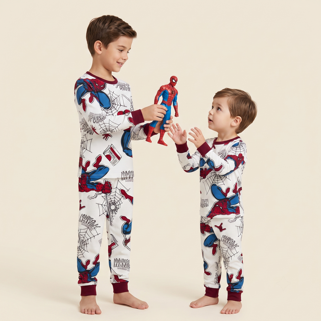 Spiderman White L/S Pajamas