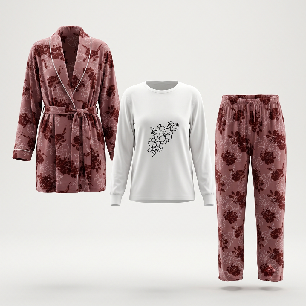 Womens Pyjama 3 Pcs 9101