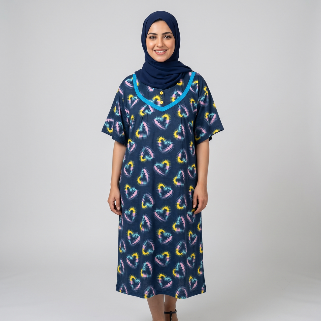 Disco Hearts DarkBlue Womens Middi