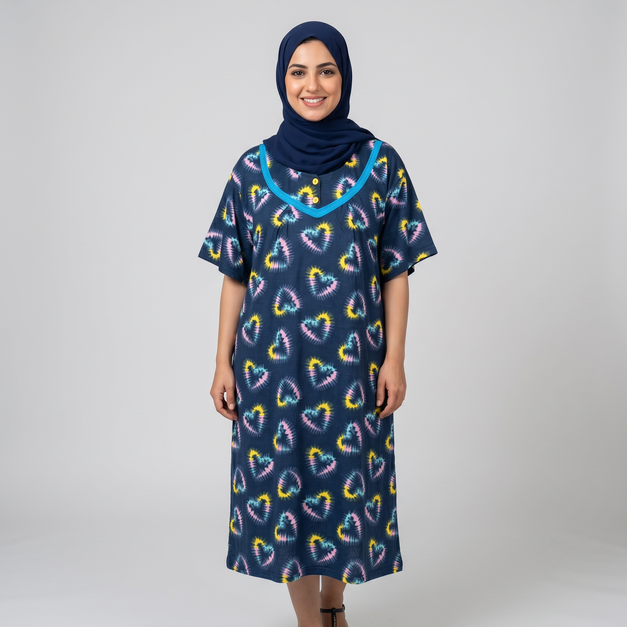 Disco Hearts DarkBlue Womens Middi