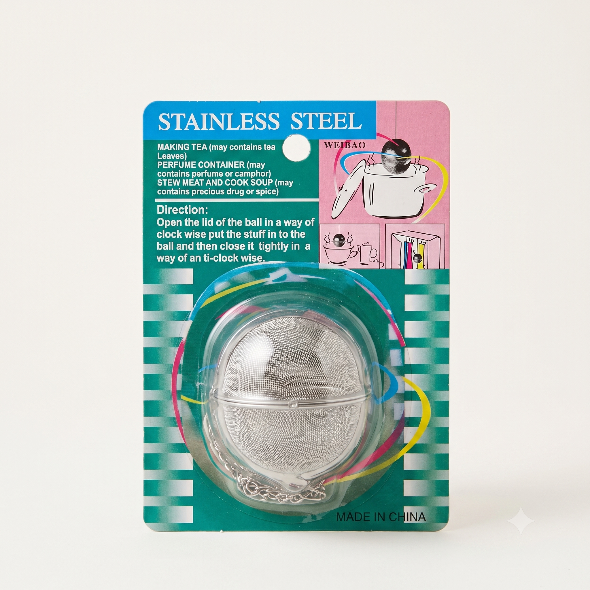 Spice strainer on a small card