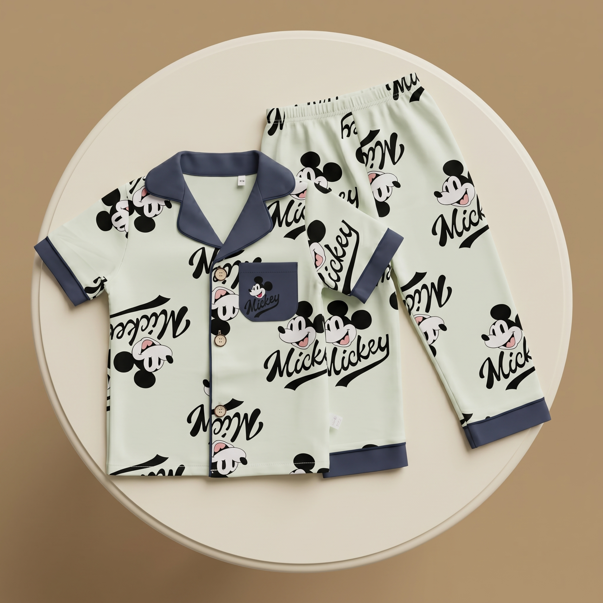 Mickey Light-Green Kids H/S Pajamas