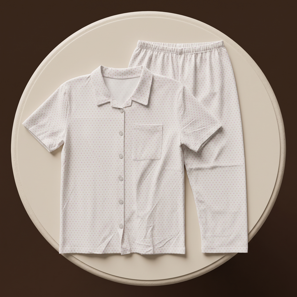 Dotted White Womens Pajamas