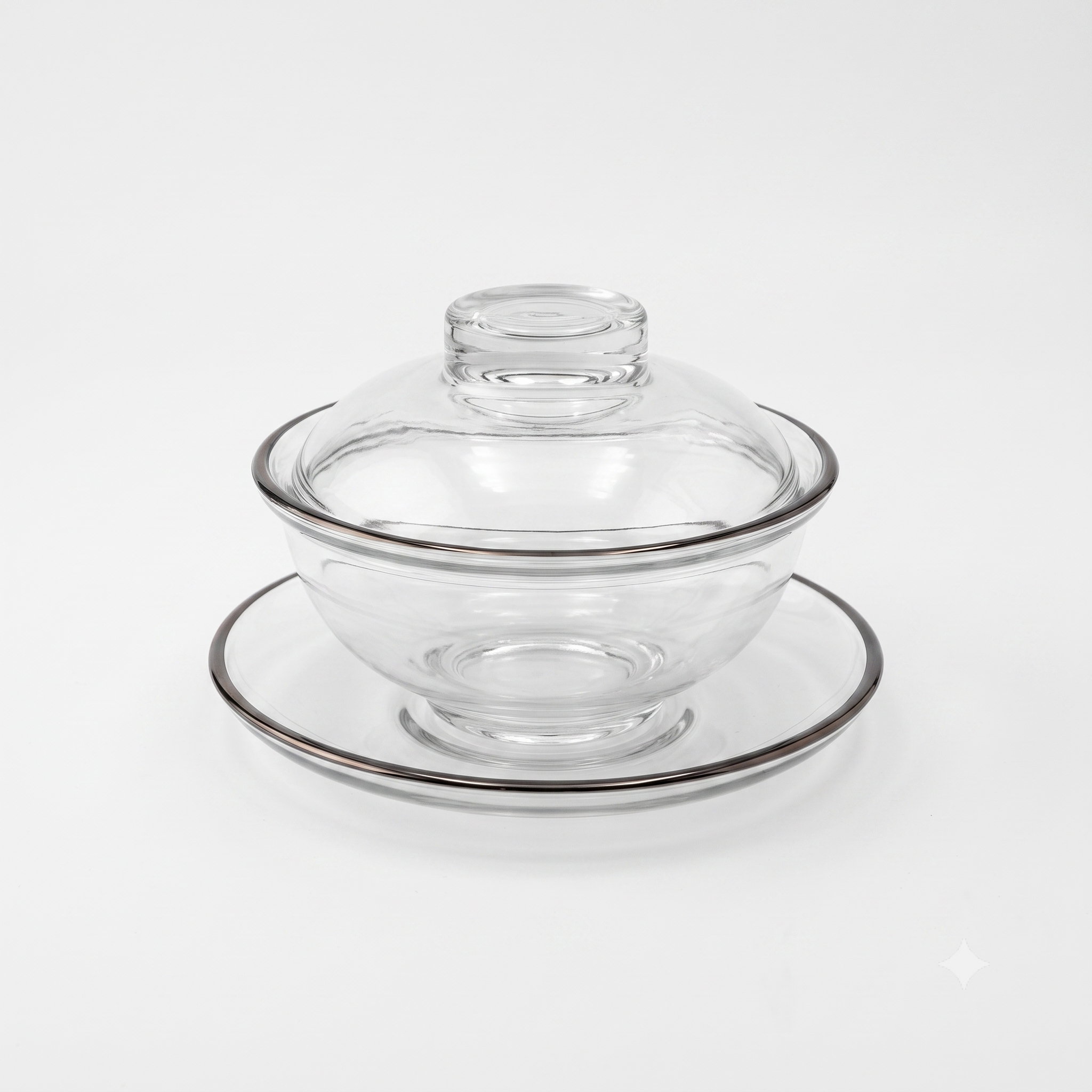 Glass tamria with black line lid
