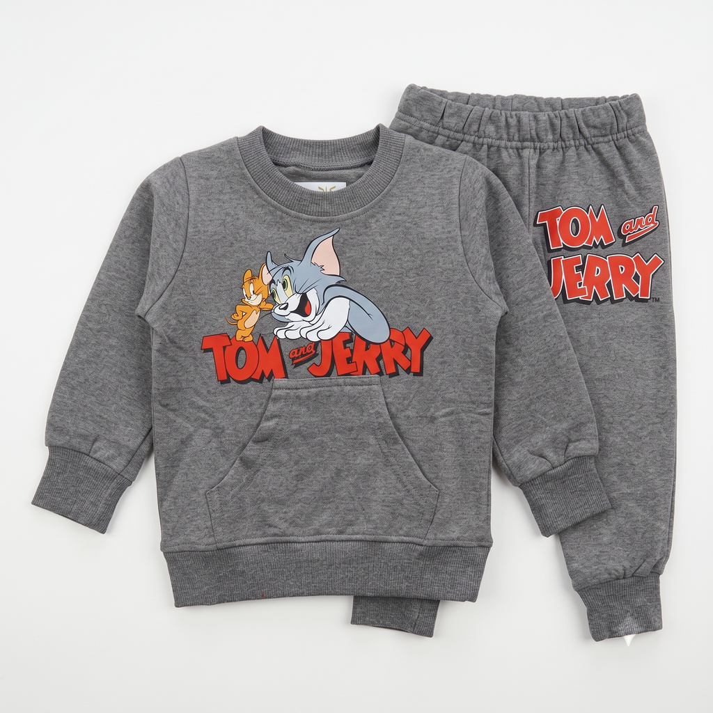 Tom & Jerry Grey Boys L/S Pajamas