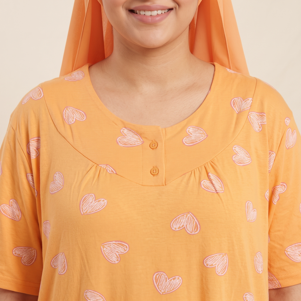 Womens Midi Hearts Orange