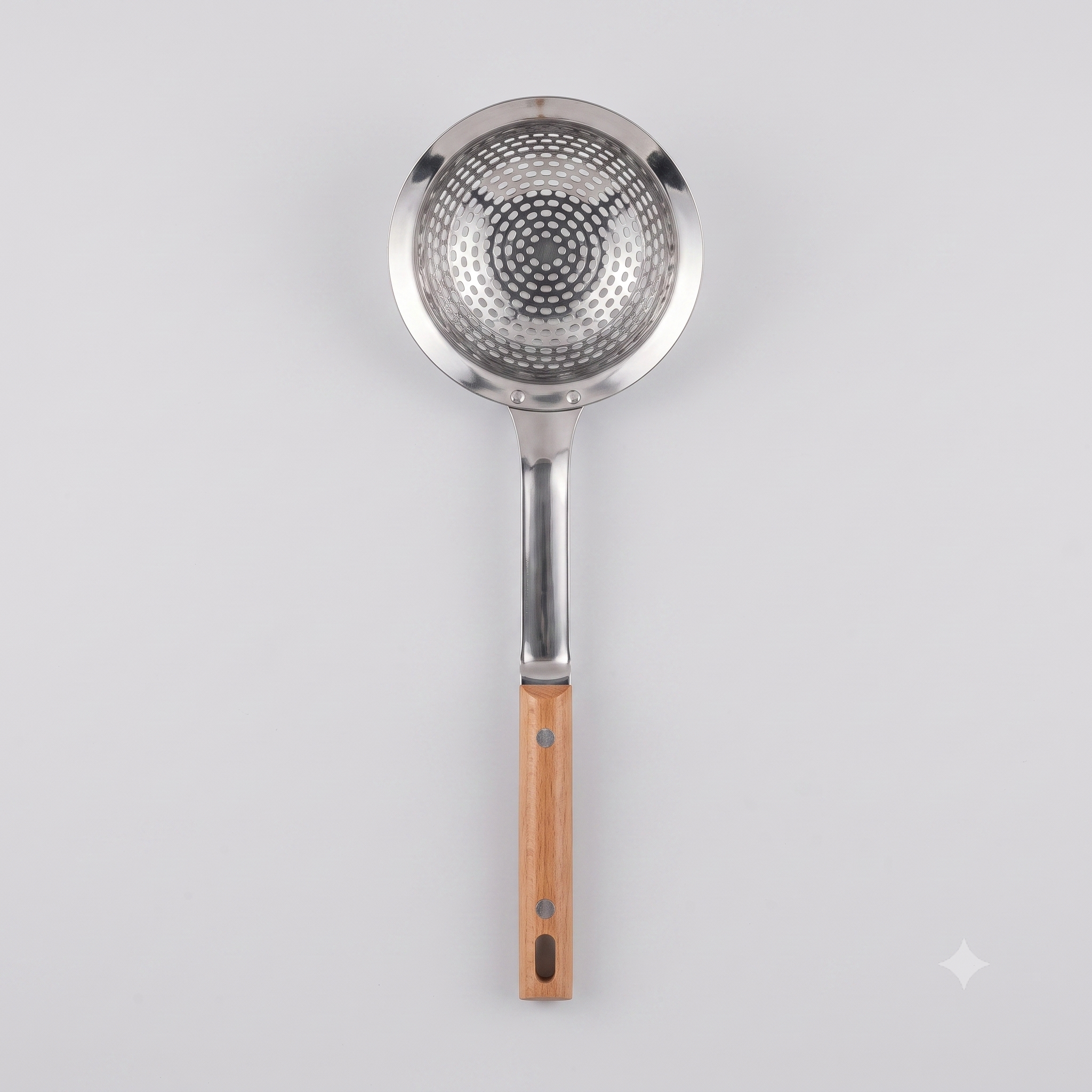 Wooden handle steel ladle 12 cm