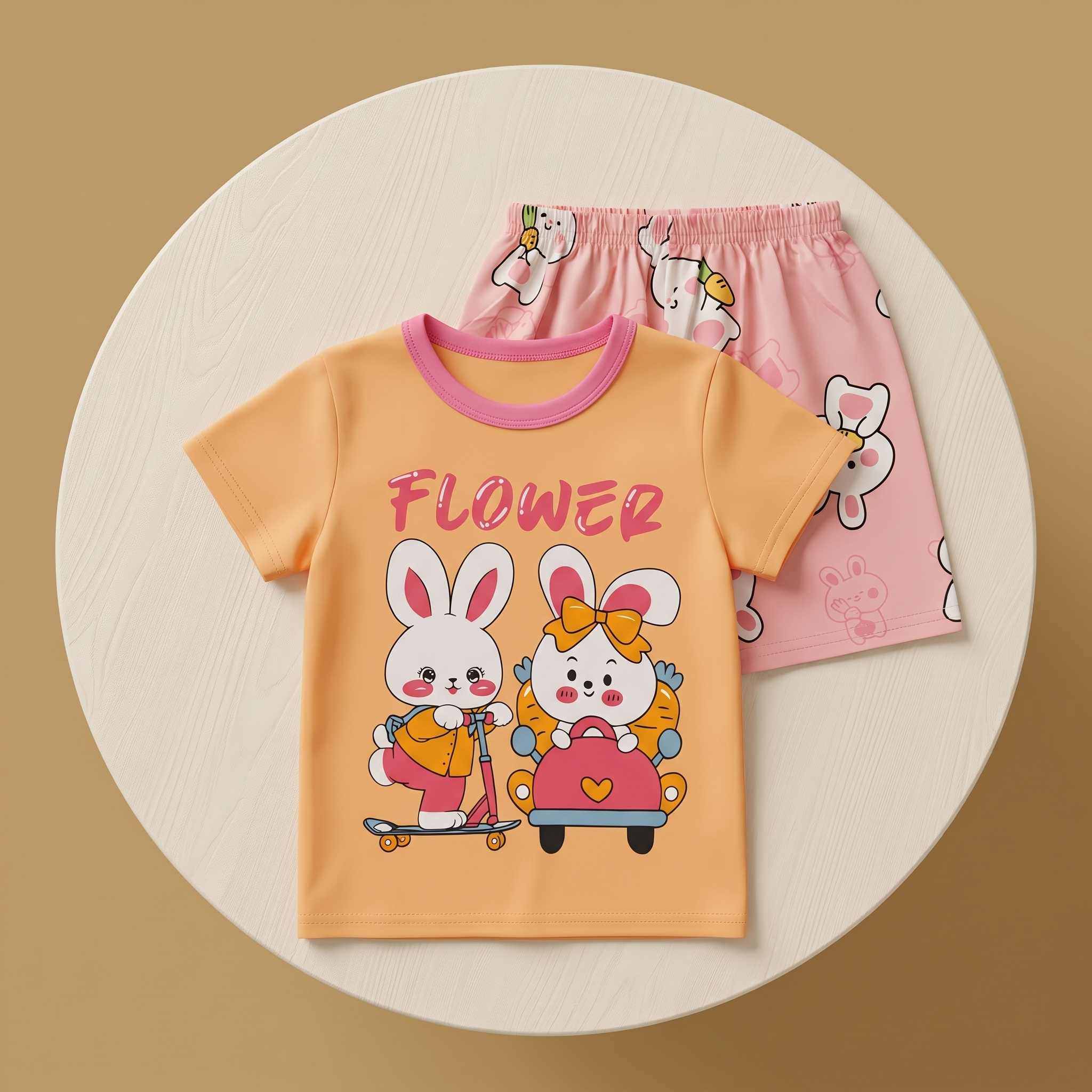 Flower Rabbits H/S Short Set