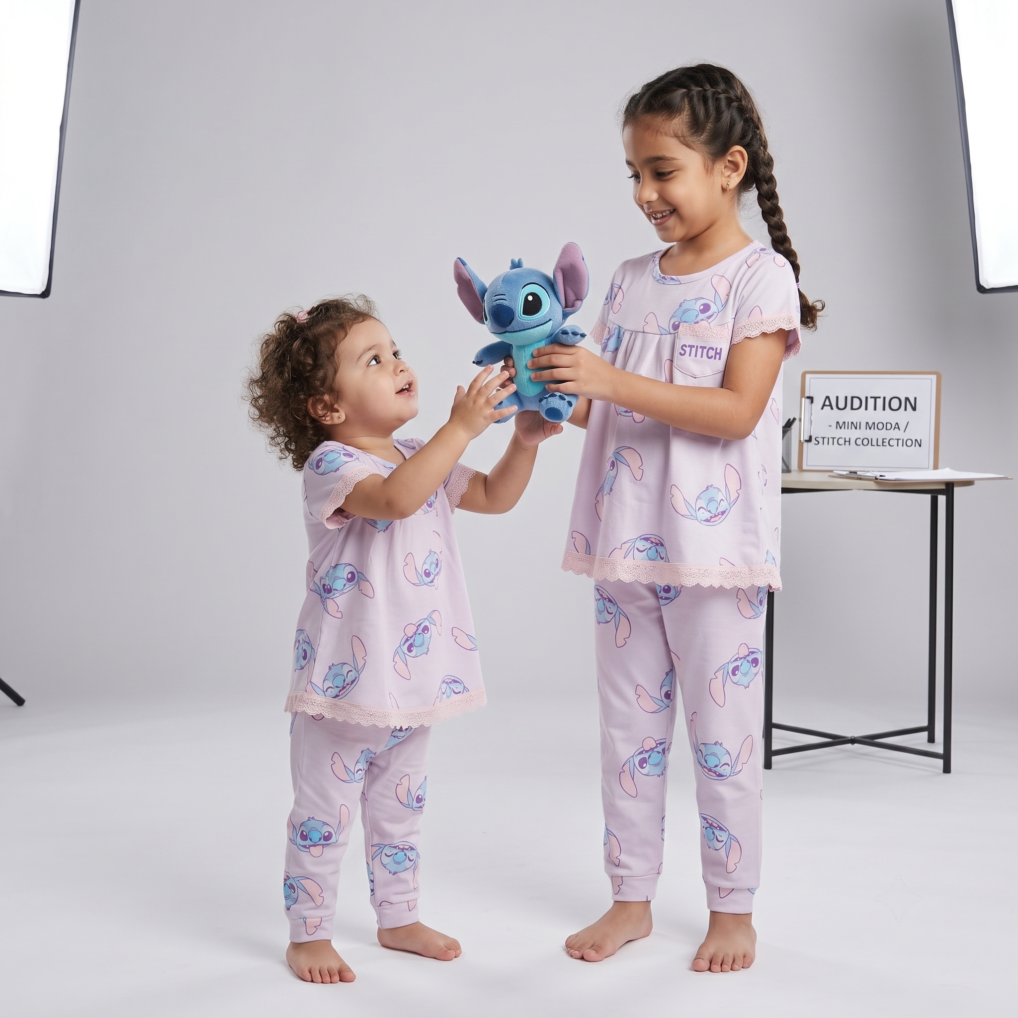 Stitch Faces Girls H/S Pajamas
