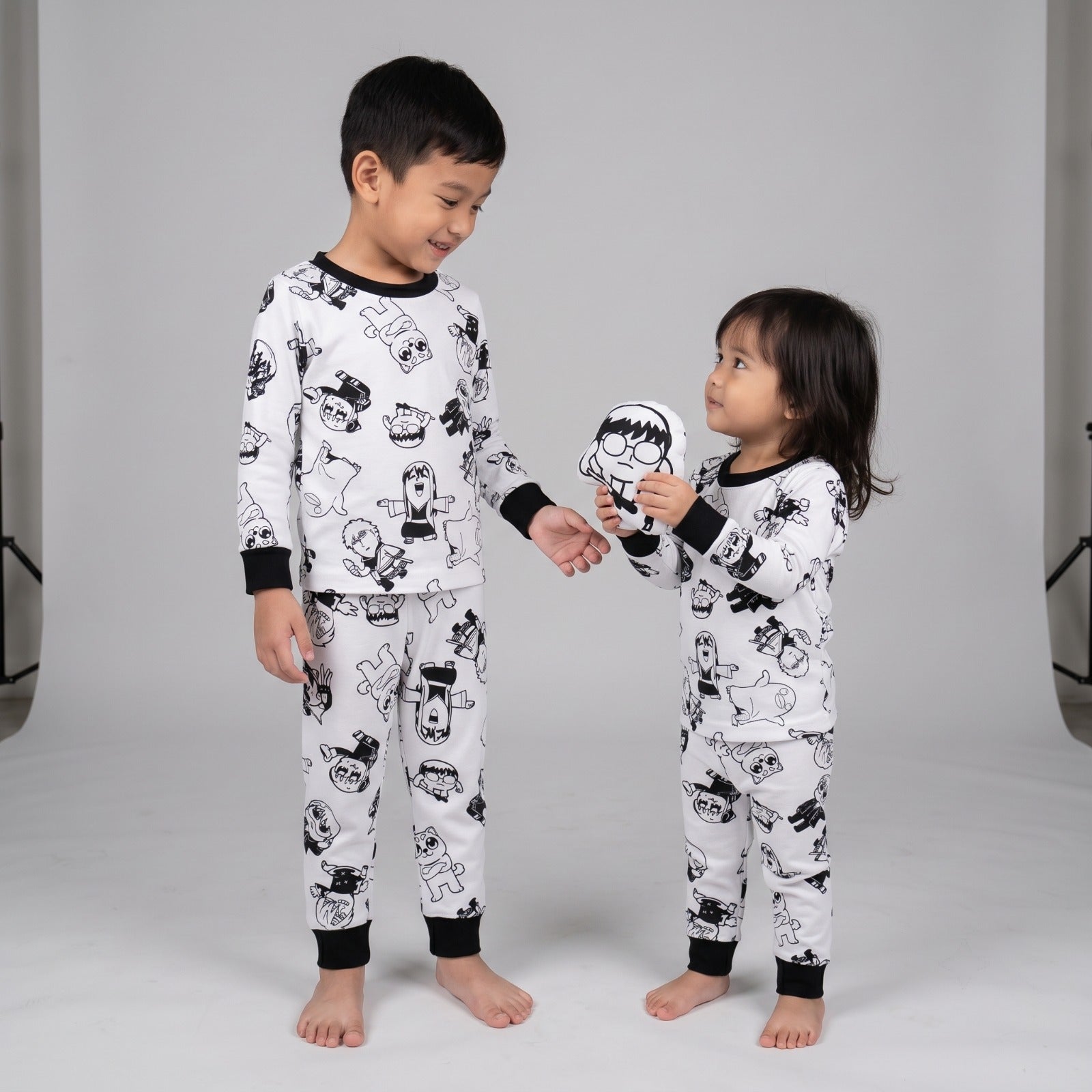 Anime White Kids L/S Pajamas