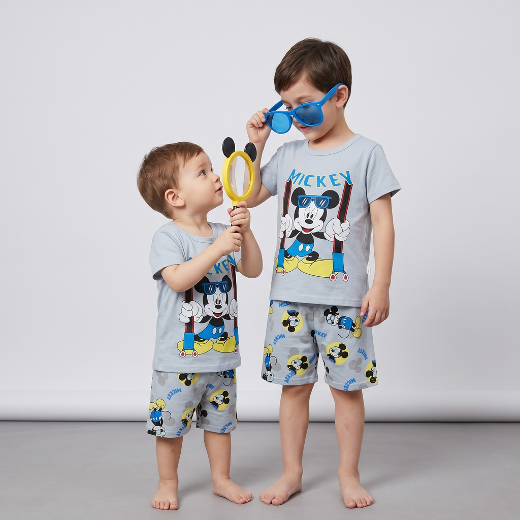 Mickey Glasses Grey H/S Short Set