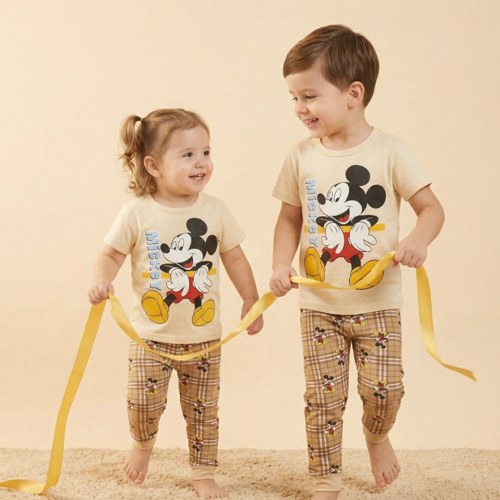Mickey Cream Kids H\S Pajamas