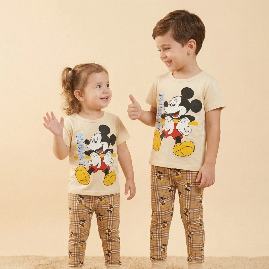 Mickey Cream Kids H\S Pajamas