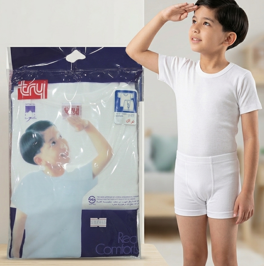 جرب - طقم ملابس داخلية للأولاد بنصف كم